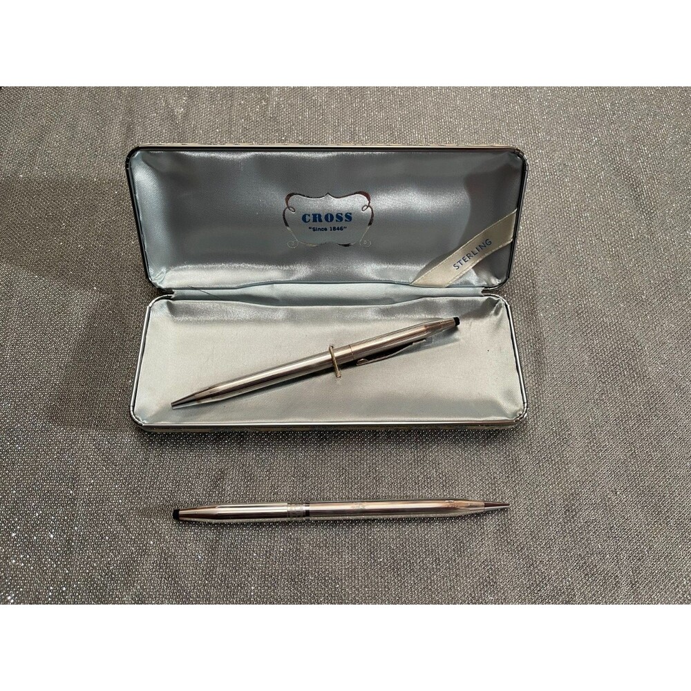 Vintage 50s Cross Sterling Silver Pen & Pencil Set 1950s Retro Elegant Wedding